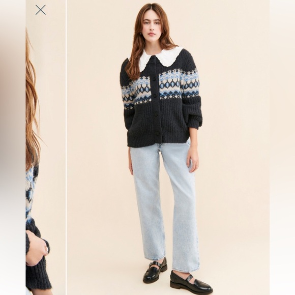 Moon River fair aisle chunky knit soft cardigan sweater size M Anthropologie - Picture 8 of 8